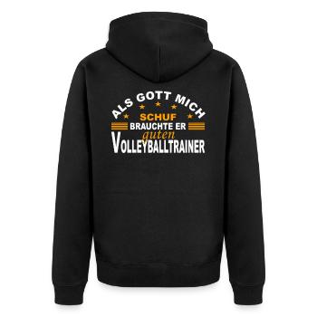 Volleyball Volleyballtrainer Geschenk Volleyballer - Unisex Premium Bio Zip Hoodie - Schwarz - Hinten - Nico (187cm)
