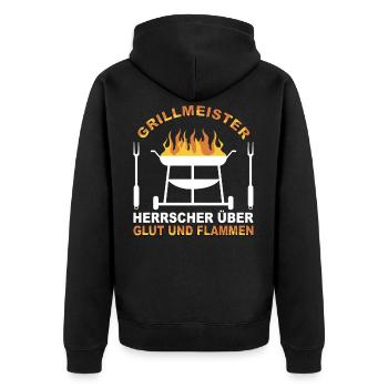 Grillen Grill Grillmeister Herrschen Über Glut - Unisex Premium Bio Zip Hoodie - Schwarz - Hinten - Nico (187cm)
