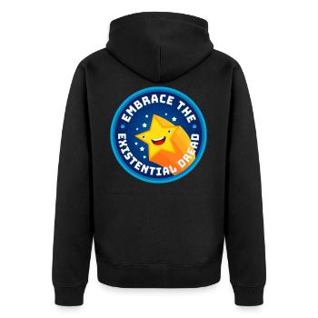 Embrace The Existential Dread - Unisex Premium Organic Zip Hoodie - black - Back - Nico (187cm)