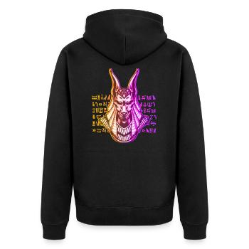 Anubis Gott Ägypten - Unisex Premium Bio Zip Hoodie - Schwarz - Hinten - Nico (187cm)