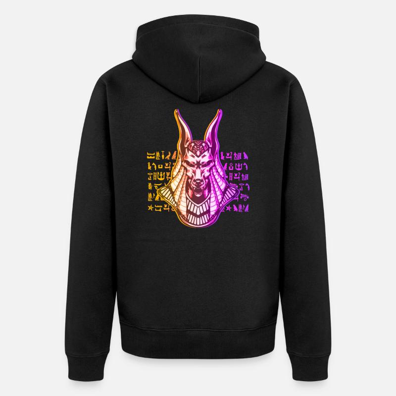 Anubis Dieu Egypte - Veste à capuche bio Premium Unisexe - noir