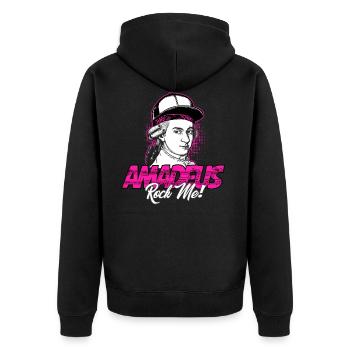 Amadeus Rock Me | Wolfgang Amadeus Mozart Classique - Veste à capuche bio Premium Unisexe - noir - Dos - Nico (187cm)