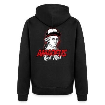 Amadeus Rock Me | Wolfgang Amadeus Mozart Classique - Veste à capuche bio Premium Unisexe - noir - Dos - Nico (187cm)