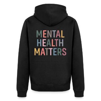 Mental Health Matters End The Stigma Awareness - Unisex Premium Organic Zip Hoodie - black - Back - Nico (187cm)