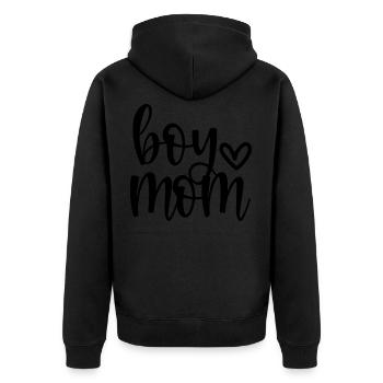 Boy Mom - Boy Mama Mom Of Boys - Unisex Premium Bio Zip Hoodie - Schwarz - Hinten - Nico (187cm)