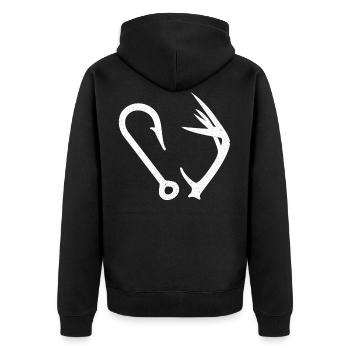 Hunting and fishing - Unisex Premium Organic Zip Hoodie - black - Back - Nico (187cm)