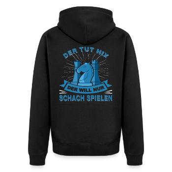 Schachbrett Schach Matt Geschenk Schachspieler - Unisex Premium Bio Zip Hoodie - Schwarz - Hinten - Nico (187cm)