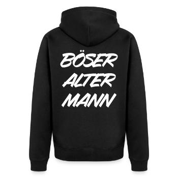 Böser Alter Mann Lustiger Spruch Sprüche Geschenk - Unisex Premium Bio Zip Hoodie - Schwarz - Hinten - Nico (187cm)