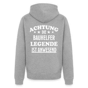 Bauhelfer Lustiger Spruch Hausbau Bauherr Geschenk - Unisex Premium Bio Zip Hoodie - Grau meliert - Hinten - Nico (187cm)