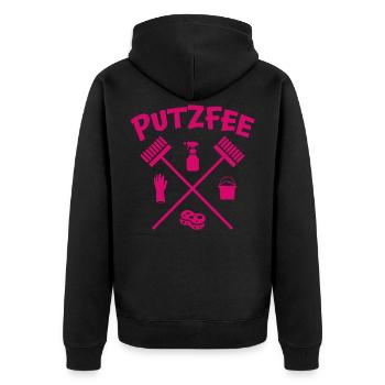 Putzfee Lustiger Spruch Putzfrau Haushalt Geschenk - Unisex Premium Bio Zip Hoodie - Schwarz - Hinten - Nico (187cm)