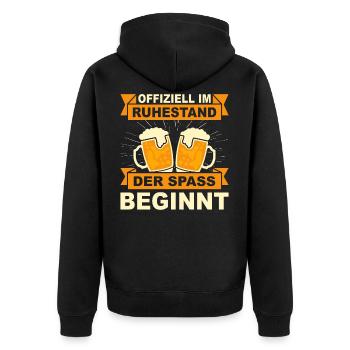 Rentner Rente Ruhestand Bier Altersheim Geschenk - Unisex Premium Bio Zip Hoodie - Schwarz - Hinten - Nico (187cm)