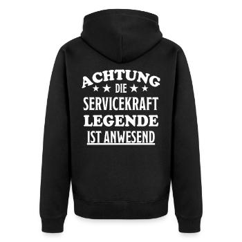 Servicekraft Lustig Spruch Dienstleistung Geschenk - Unisex Premium Bio Zip Hoodie - Schwarz - Hinten - Nico (187cm)