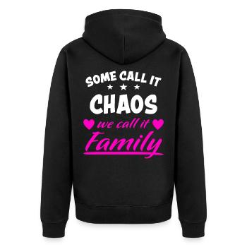 Chaos Witzig Familie Lustiger Spruch Cool Geschenk - Unisex Premium Bio Zip Hoodie - Schwarz - Hinten - Nico (187cm)