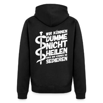 Apotheker Apotheke Pharmazeut - Unisex Premium Bio Zip Hoodie - Schwarz - Hinten - Nico (187cm)