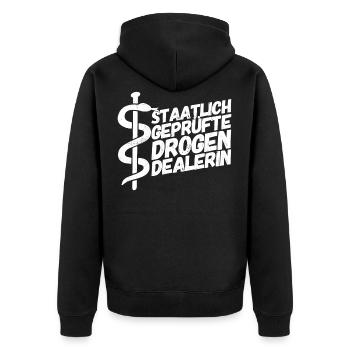 Apotheker Apotheke Pharmazeut - Unisex Premium Bio Zip Hoodie - Schwarz - Hinten - Nico (187cm)