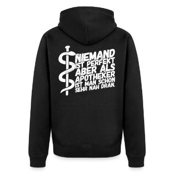 Apotheker Apotheke Pharmazeut - Unisex Premium Bio Zip Hoodie - Schwarz - Hinten - Nico (187cm)