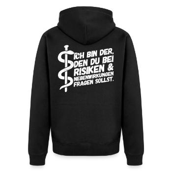 Apotheker Apotheke Pharmazeut - Unisex Premium Bio Zip Hoodie - Schwarz - Hinten - Nico (187cm)