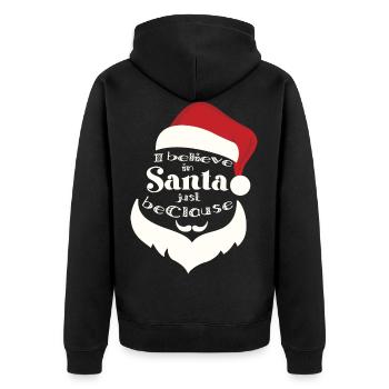 I Believe in Santa Just Beclause Christmas - Unisex Premium Bio Zip Hoodie - Schwarz - Hinten - Nico (187cm)