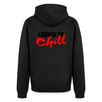 License to chill - Chill - Unisex Premium Organic Zip Hoodie - black - Back - Nico (187cm)