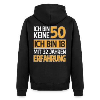 50 Geburtstag lustig 50 Jahre Geburtstagsspruch - Unisex Premium Bio Zip Hoodie - Schwarz - Hinten - Nico (187cm)