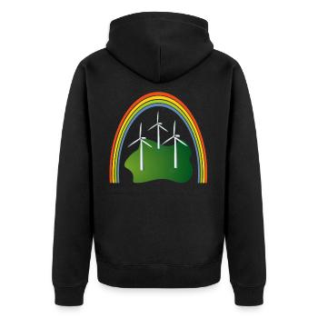 My heart beats for ZERO emission. Rainbow - Unisex Premium Organic Zip Hoodie - black - Back - Nico (187cm)