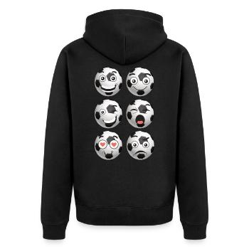 Fußball / Soccer Comic Gesichter - Unisex Premium Bio Zip Hoodie - Schwarz - Hinten - Nico (187cm)