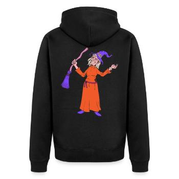 Hexe Besen Lustiger Hexen Fun Halloween Geschenk - Unisex Premium Bio Zip Hoodie - Schwarz - Hinten - Nico (187cm)