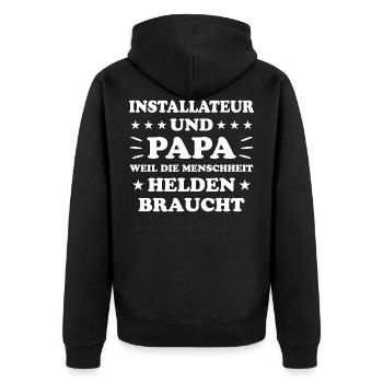 Installateur Lustiger Spruch Heizung Job Geschenk - Unisex Premium Bio Zip Hoodie - Schwarz - Hinten - Nico (187cm)