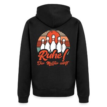 Bowlen Bowling Geschenk Bowlingspieler - Unisex Premium Bio Zip Hoodie - Schwarz - Hinten - Nico (187cm)