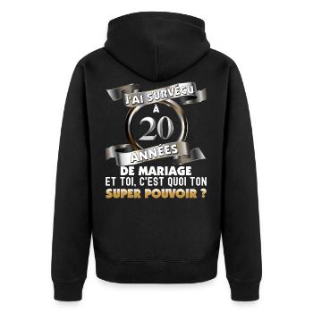 20 années de mariage Noce de Porcelaine - Veste à capuche bio Premium Unisexe - noir - Dos - Nico (187cm)