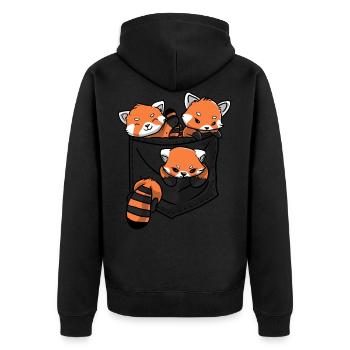 Panda Rouge Amateur d’animaux Petit Panda Ours Rouge - Veste à capuche bio Premium Unisexe - noir - Dos - Nico (187cm)