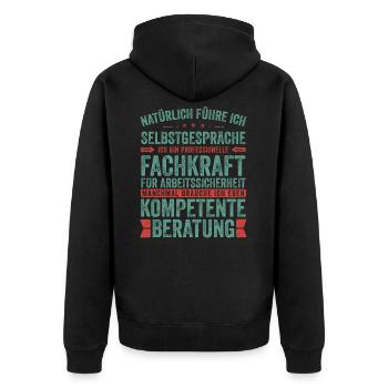 Sicherheitsfachkraft witziger Spruch für Arbeit - Unisex Premium Bio Zip Hoodie - Schwarz - Hinten - Nico (187cm)