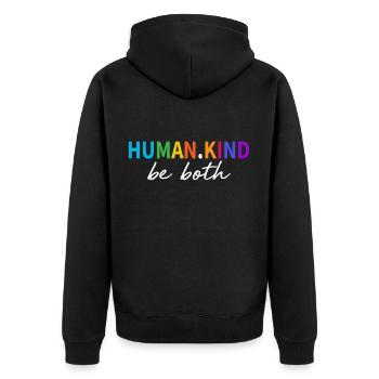 Human Kind Be Both Retro Colors Kindness Cool Gift - Unisex Premium Organic Zip Hoodie - black - Back - Nico (187cm)