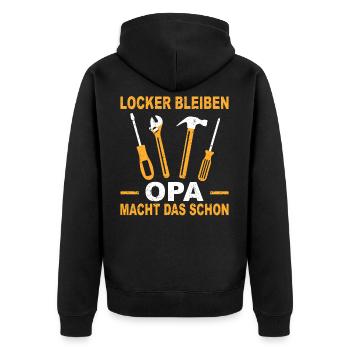 Handwerk Großvater Opa Geschenk Reparieren - Unisex Premium Bio Zip Hoodie - Schwarz - Hinten - Nico (187cm)