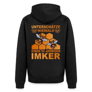 Bester Imker 50 Jahre Geburtstag Bienenzüchter - Unisex Premium Bio Zip Hoodie - Schwarz - Hinten - Nico (187cm)