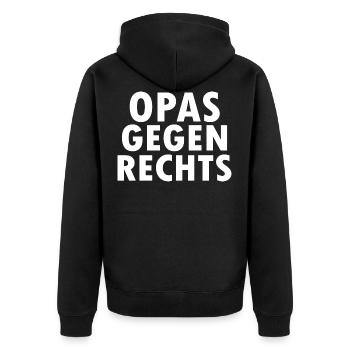 Opas gegen rechts - Unisex Premium Bio Zip Hoodie - Schwarz - Hinten - Nico (187cm)