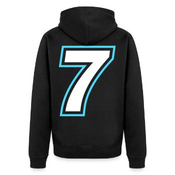 7 nombre symbole - Veste à capuche bio Premium Unisexe - noir - Dos - Nico (187cm)