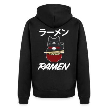 Ramen Manga Cat Anime Nouilles Cadeau Japonais - Veste à capuche bio Premium Unisexe - noir - Dos - Nico (187cm)