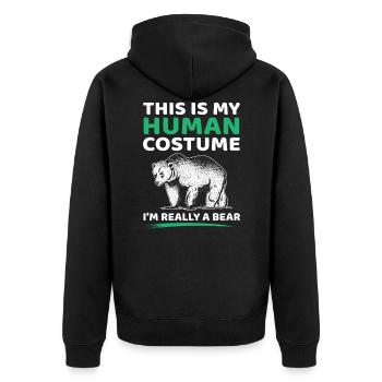 Halloween Bear Costume Funny - Unisex Premium Organic Zip Hoodie - black - Back - Nico (187cm)