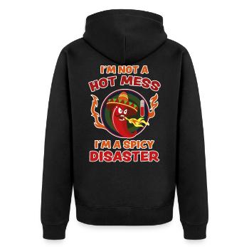 Pepperoni Funny Saying Chili Heat Gift - Unisex Premium Organic Zip Hoodie - black - Back - Nico (187cm)