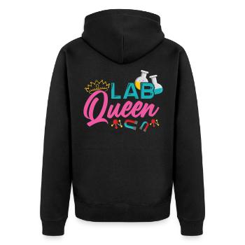 MTLA Lab Queen Labormedizin Labor Königin - Unisex Premium Bio Zip Hoodie - Schwarz - Hinten - Nico (187cm)