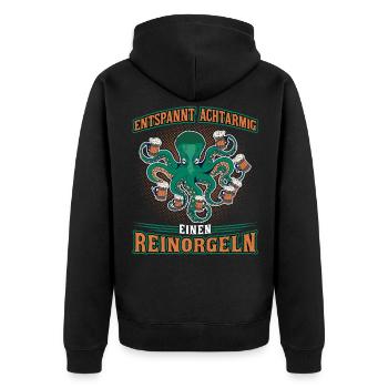 Entspannt achtarmig einen reinorgeln - Unisex Premium Bio Zip Hoodie - Schwarz - Hinten - Nico (187cm)