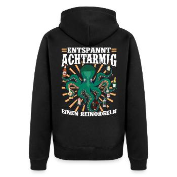 Entspannt achtarmig einen reinorgeln - Unisex Premium Bio Zip Hoodie - Schwarz - Hinten - Nico (187cm)