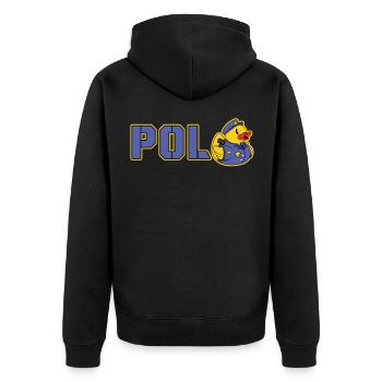 Polizei Ente Polente Polizeibeamter Polizist - Unisex Premium Bio Zip Hoodie - Schwarz - Hinten - Nico (187cm)