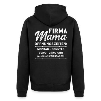 Firma Mama Muttertag Beste Mama - Unisex Premium Bio Zip Hoodie - Schwarz - Hinten - Nico (187cm)