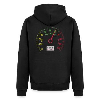 60. Geburtstag Altermeter 60 Jahre Oldometer - Unisex Premium Bio Zip Hoodie - Schwarz - Hinten - Nico (187cm)