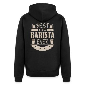 Best Barista Ever Für Barista und Kaffee Liebhaber - Unisex Premium Bio Zip Hoodie - Schwarz - Hinten - Nico (187cm)