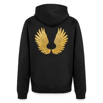 Wings in gold. Golden Angel Wings Wings - Unisex Premium Organic Zip Hoodie - black - Back - Nico (187cm)