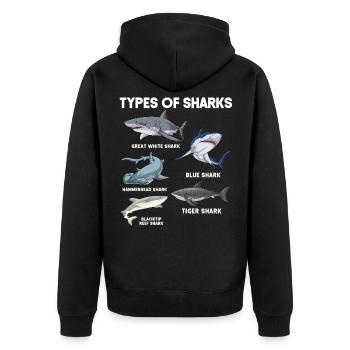 Types of Sharks - Unisex Premium Bio Zip Hoodie - Schwarz - Hinten - Nico (187cm)