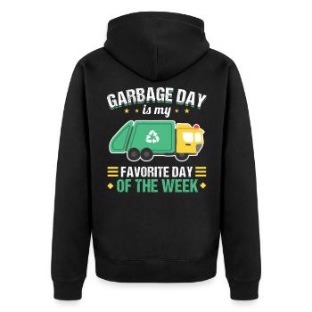 Garbage Day is my favorite day garbage truck - Unisex Premium Bio Zip Hoodie - Schwarz - Hinten - Nico (187cm)